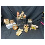 Ceramic Owl Figurines and Dishes