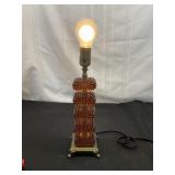 VTG Amber Glass & Brass Table Lamp