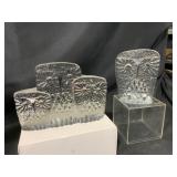 Crystal Glass Owl Sculptures, Set of 3