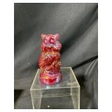 Red Iridescent Glass Owl Figurine