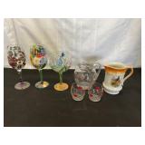 VTG Porcelain Bavaria Pitcher & Fun Glassware