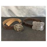 2- Leather Belts & Buckles