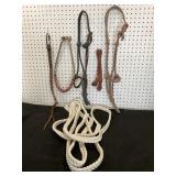Basal, Mecate Reins, Quirt, Halters,& Pair of