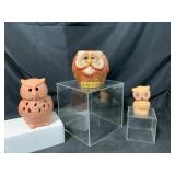 Three Ceramic Owl Figurines
