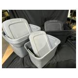 Four Sterilite 18 Gallon Totes & 1 10 Gal Tote