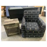 Upholstered Black Accent Chair & Table