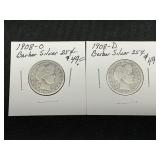 1908-O & 1908-D Barber Silver Quarters