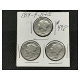 1919-P, D & S Mercury Dime Set