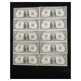 (10) 1963-B $1 Consecutive Numbers