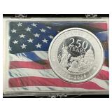 1 Oz. Silver US 250th Coin In Flag Case