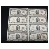 (8) 1953 $2 Bills *Most BU*