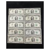(10) 1976 $2 Bills