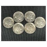 (6) 1936 Buffalo Nickels BU