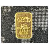 2.5g Bar of Gold Encased on Card