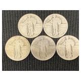 (5) Standing Liberty Silver Quarters