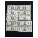 (10) 1957 $1 Silver Certificates, Series A & B