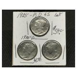 1925-P, D & S Mercury Silver Dime Set *RARE*