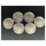 (6) 1935 Buffalo Nickels BU