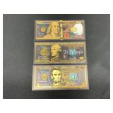 Black $100, $10, & $5 Bills