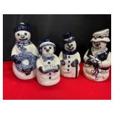 Dedham Pottery Snowman Family Set, Navy & White