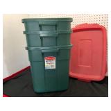 3- Rubbermaid Christmas Totes W/Lids