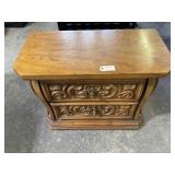 Ornate Two-Drawer Wooden Nightstand