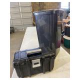 Husky Tool Box and Tall Plastic Bin