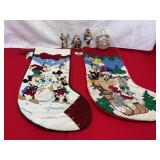 2-VTG needlepoint Christmas stockings & Ornaments