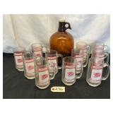 A&W 1 Gallon Jug & 9 Bearcats Mugs