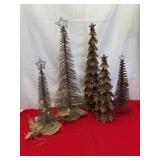 (5) Metal/Wire Rustic Christmas Treesï¿½2 Lighted