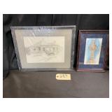 Framed Sketch and Celtic Cross Art