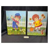 Vintage Raggedy Ann & Andy Wall Plaques