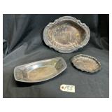 Three Vintage Silver-Plated Trays