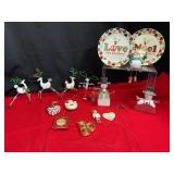 Assorted Christmas Decor Including 2 7in Plates