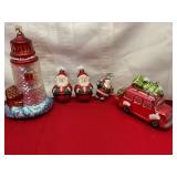 A collection of 5 blown glass ornaments