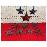 Enamel Stars & Beaded Snowflake Ornaments