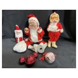 VTG 1950ï¿½s Rubber-Face Santaï¿½s & Bells