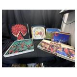 Assortment of Puzzles & Outdoor Thermometer