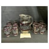 Rare- VTG Set of Coca Cola Pitcher , 8 Glasses