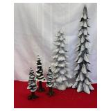 2 Tall Frosted Christmas Trees & Set/3 Small Trees