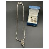 Sterling Silver Onyx Necklace & Earring