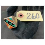 BOONE Sterling Inlay Ring, Size 11
