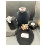 Vintage KJL and Multi-Gem Brooch Lot