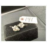 Sterling Silver and Pearl Leaf Earrings