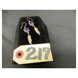 Sterling Silver Lapis Feather Earrings