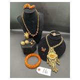 Vintage Czechoslovakian Amber Jewelry