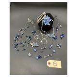 Vintage Blue Costume Jewelry Assortment