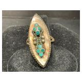 Vintage Zuni Turquoise Inlay Ring