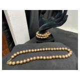 Textured Gold-Tone Bead Jewelry Set