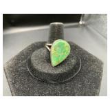 Teardrop Green Stone Sterling Silver